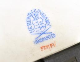 Herendi Indiai kosár mintás porcelán falióra. Kézzel festett, jelzett, hibátlan, óra rész mozog, d: ...