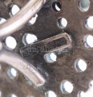 Ezüst(Ag) miniatűr olvasóasztal hintaszékkel, jelzett, 2 db, m: 3 és 5,5 cm