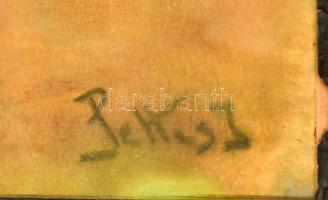 Pettes József (1896-?): Birkanyáj. Pasztell, papír, jelzett. Sérült üvegezett keretben. 48,5×68 cm