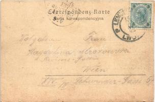 1903 Lviv, Lwów, Lemberg; Plac Sw. Ducha / Heiligengeist Platz / square, tram (cut)