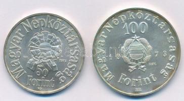 1973. 50Ft Ag + 100Ft Ag "Petőfi" T:BU patina Adamo EM41, EM42