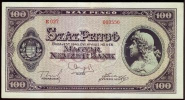 1945. 100P gyári vízjellel T:restaurált