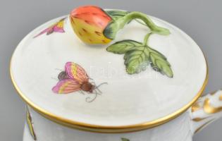 Herendi Rotschild mintás csokoládés csésze, fogóval. kézzel festett, jelzett, hibátlan 12x8 cm