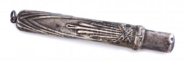 Ezüst (Ag) ceruza, szecessziós, sérülésekkel, jelzetlen, h: 8,5 cm, bruttó: 5,23 g