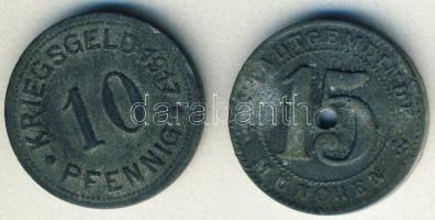 Német Birodalom/ Weimari Köztársaság/ München 1918. 15Pf szükségpénz + Német Birodalom/ Császárság/ ...