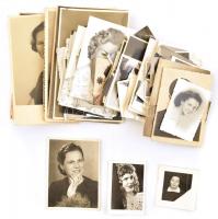 cca 1930-1970 Régi korok arcai, kb. 100 db portréfénykép, 4×3,5 és 13,5×8 cm közötti méretekben