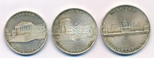 1956. 10Ft Ag, 20Ft Ag, 25Ft Ag "10 éves a Forint" T:1- kis ph., patina