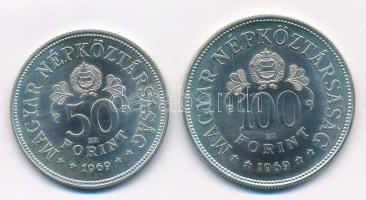 1969. 50Ft Ag + 100Ft Ag "Tanácsköztársaság" pár T:1 Adamo EM34, EM35