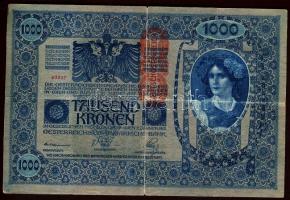 1902. 1000K piros "Deutschösterreich" fny-sal T:III/IV + 1913. 20K piros "Deutschöste...