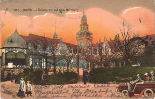 1910 Wiesbaden, Restaurant auf dem Neroberg, automobile (EK)