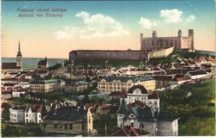 Pozsony, Pressburg, Bratislava; látkép, vár, régi ortodox zsinagóga / general view, castle, Orthodox synagogue (képeslapfüzetből / from postcard booklet)