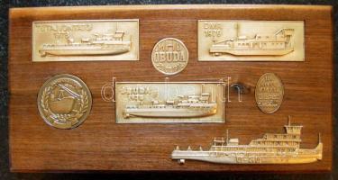 1970-es évektől 6db Br plakett, mind "Hajó" témakörben, falapra kasírozva!