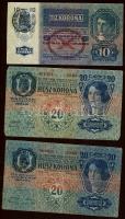 1902-1915. Kis korona tétel 10K (1x), 20K (4x), 50K (2x), 100K (2x), 1000K (1x) román ellenbélyegzésekkel T:III,III/IV Összesen 10db!