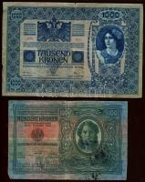 1902-1915. Kis korona tétel 10K (1x), 20K (4x), 50K (2x), 100K (2x), 1000K (1x) román ellenbélyegzés...