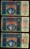1912-1914. Kis korona tétel 10K (3x), 20K (2x), 50K (1x), 100K (1x) klf szerb fny-okkal T:III,III/IV...