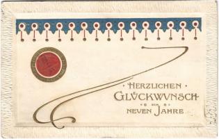 1908 Herzlichen Glückwunsch zum neuen Jahre! / New Year greeting art postcard. Emb. litho (EK)