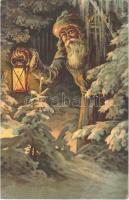 Saint Nicholas. Christmas greeting art postcard. Wenau-Pastell No. 1119. (EB)