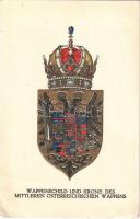 Wappenschild und Krone des Mittleren Österreichischen Wappens / Austria-Hungary coat of arms and crown. Offizielle Karte für Rotes Kreuz, Kriegsfürsorgeamt, Kriegshilfsbüro Nr. 286. (ázott sarkak / wet corners)