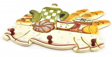 Konyhai fa festett akasztó, kis sérüléssel, 42,5x32 cm