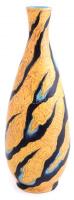 Gorka Lívia (1925-2011): Tigriscsíkos váza, festett mázas kerámia, jelzett, száján és alján lepattanásokkal, m: 29 cm