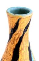 Gorka Lívia (1925-2011): Tigriscsíkos váza, festett mázas kerámia, jelzett, száján és alján lepattan...