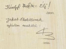 Károlyfi Zsófia (1952-): Élj! Szén, papír, jelzett. Hátoldalán feliratozott. Üvegezett fa keretben, ...