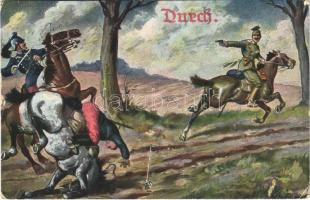 1915 Durch / WWI German military art postcard. W.S.S.B. 798. (kis szakadás / small tear)