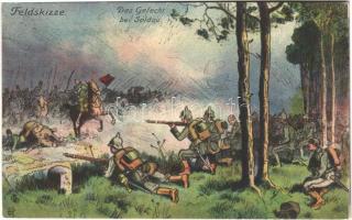 1914 Gefecht bei Soldau. Der Weltkrieg 1914. Feldskizze / WWI German military art postcard (EK)