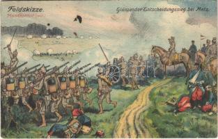 1914 Glänzender Entscheidungssieg bei Metz. Der Weltkrieg 1914. Feldskizze / WWI German military art postcard (EK)