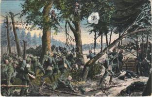 1915 Hartnäckige Kämpfe in den Argonnen / WWI German military art postcard. M.B.L. 1468. (EK)