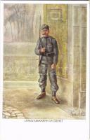 Landsturmmann im Dienst / WWI Austro-Hungarian K.u.K. military art postcard, uniform. Offizielle Karte des Kriegshilfsbüros Invaliden-Hilfsaktion Nr. 21-2. artist signed (EK)