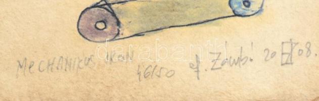 ef.Zámbó (efZámbó) István (1950-): Mechanikus ikon, 2008. Computer print, merített papír, jelzett, s...