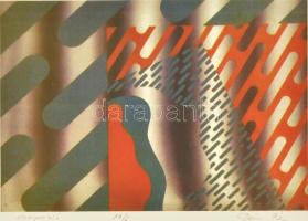 Deim Pál (1932-2016): Kompozíció. Computer print, papír, jelzett, számozott: 10/6. Üvegezett fa keretben, 22×30 cm.