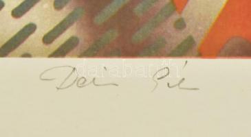 Deim Pál (1932-2016): Kompozíció. Computer print, papír, jelzett, számozott: 10/6. Üvegezett fa kere...