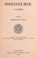 Sebestyén Gyula: Gesta Hungarorum. A magyar hősmondák öt könyve. I-II. kötet. I. köt.: Őshiedelmek öt regében. II. köt. Ménrót tíz regében. Kiadta a Folklore Fellows Néphagyományt Kutató Nemzetközi Tudományos Szövetség Magyar Osztálya. Bp.,1925, Kir. M. Egyetemi Nyomda, 121; 222 p. Átkötött kopott félvászon-kötés, ajándékozási sorokkal.