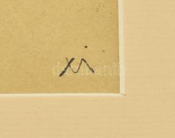 Lisziák Elek (1939-2007): Az idomár, 1967. Akvarell, tus, ceruza, alufólia, papír, jelzett. Hátoldal...