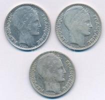 Franciaország 1930. 10Fr Ag + 1932. 10Fr Ag (2x) T:2 France 1930. 10 Francs Ag + 1932. 10 Francs Ag (2x) C:XF