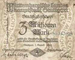 Német Birodalom/Weimari Köztársaság/Stuttgart 1923.8.1. 3000.000M T:II