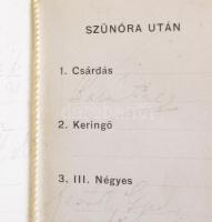 1910 Budapesti Önkéntes Tűzoltótestület báljának kitöltött táncrendje, ceruzával
