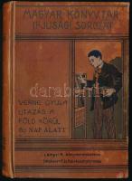 Verne Gyula: Utazás a föld körül nyolcvan nap alatt. I-II. rész. Ford.: Telekes Béla. Magyar Könyvtár Ifjusági Sorozat. Bp.,1902,Lampel R. (Wodianer F. és Fiai), 158+111+1 p. Kiadói kopott, foltos, festett, illusztrált egészvászon-kötés.