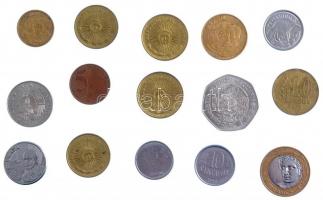 15db-os vegyes argentin, brazil és mexikói érmetétel T:vegyes 15pcs mixed Argentinian, Brazilian and Mexican coin lot C:mixed