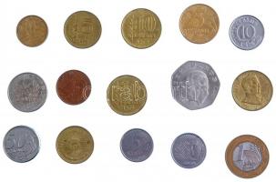 15db-os vegyes argentin, brazil és mexikói érmetétel T:vegyes
15pcs mixed Argentinian, Brazilian an...