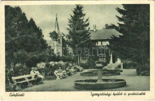 1944 Csíz, Csízfürdő, Kúpele Cíz; Igazgatósági épület és park / spa directorate and park (gyűrődés / crease)