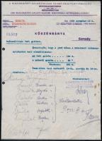 1933 Ózd, A Rimamurány-Salgótarjáni Vasmű Részvénytársaság Bányaigazgatóságának szénszállítási okmánya