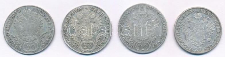 1804B 20kr Ag "I. Ferenc" + 1805B 20kr Ag "I. Ferenc" + 1826B 20kr Ag "I. F...