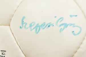 Szepesi György, Várhidi Pál, Kozma István, Dalnoki Jenő labdarúgók és mások aláírása focilabdán