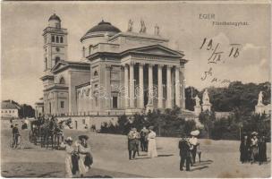 1916 Eger, Főszékesegyház, montázs hölgyekkel és urakkal. Károly Károly kiadása (EK)
