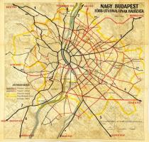 Nagy Budapest főbb útvonalainak hálózata, Klösz Gy. és Fia Térképészeti Műintézet, 80×72 cm