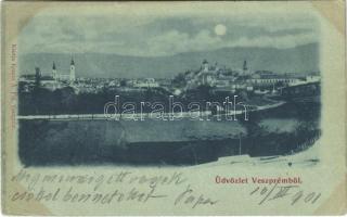 1901 Veszprém, látkép. Krasuz Á. Fia kiadása (EK)