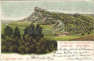 1903 Zsolnalitva, Ljetava, Lietava (Vágvölgy, Povazie); Hrad Lietava / vár. Löwy Fülöp kiadása / Das Waagtal, Ruine Ljethava / castle ruins in Váh valley (EK)